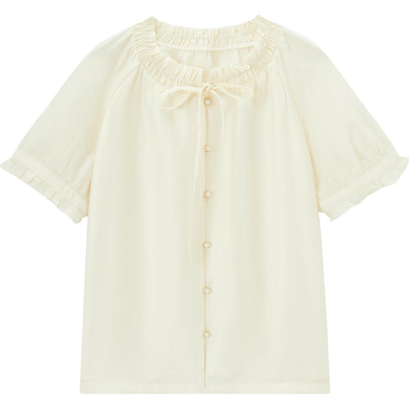Aijutu Women s Light French Chiffon Short-Sleeve Blouse L