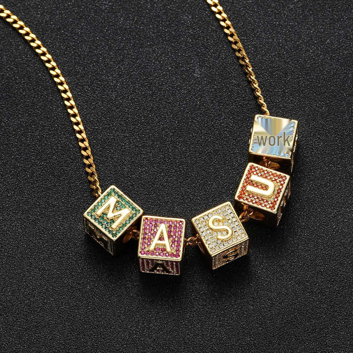 Hip Hop 3D Dice Pendant: English Letters & Arabic Numerals with Cubic Zirconia 1 Die