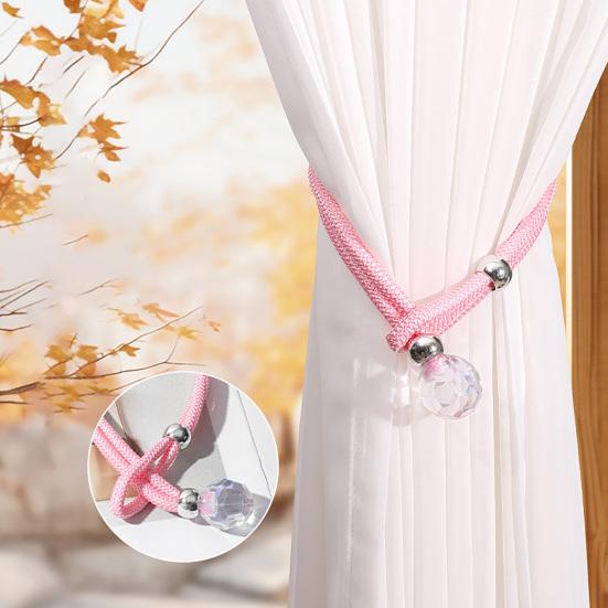 2Pcs Curtain Straps Easy To Operate Faux Crystal Decorative Buckle Curtain Ties Household Towel Holder Curtain Accessories