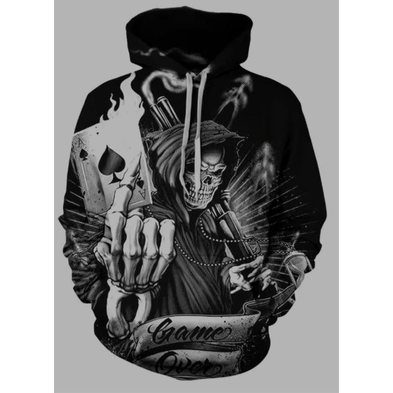 Men's 3D Printed Lion Hoodie - Casual Polyester Knitted Fabric, Regular Pattern