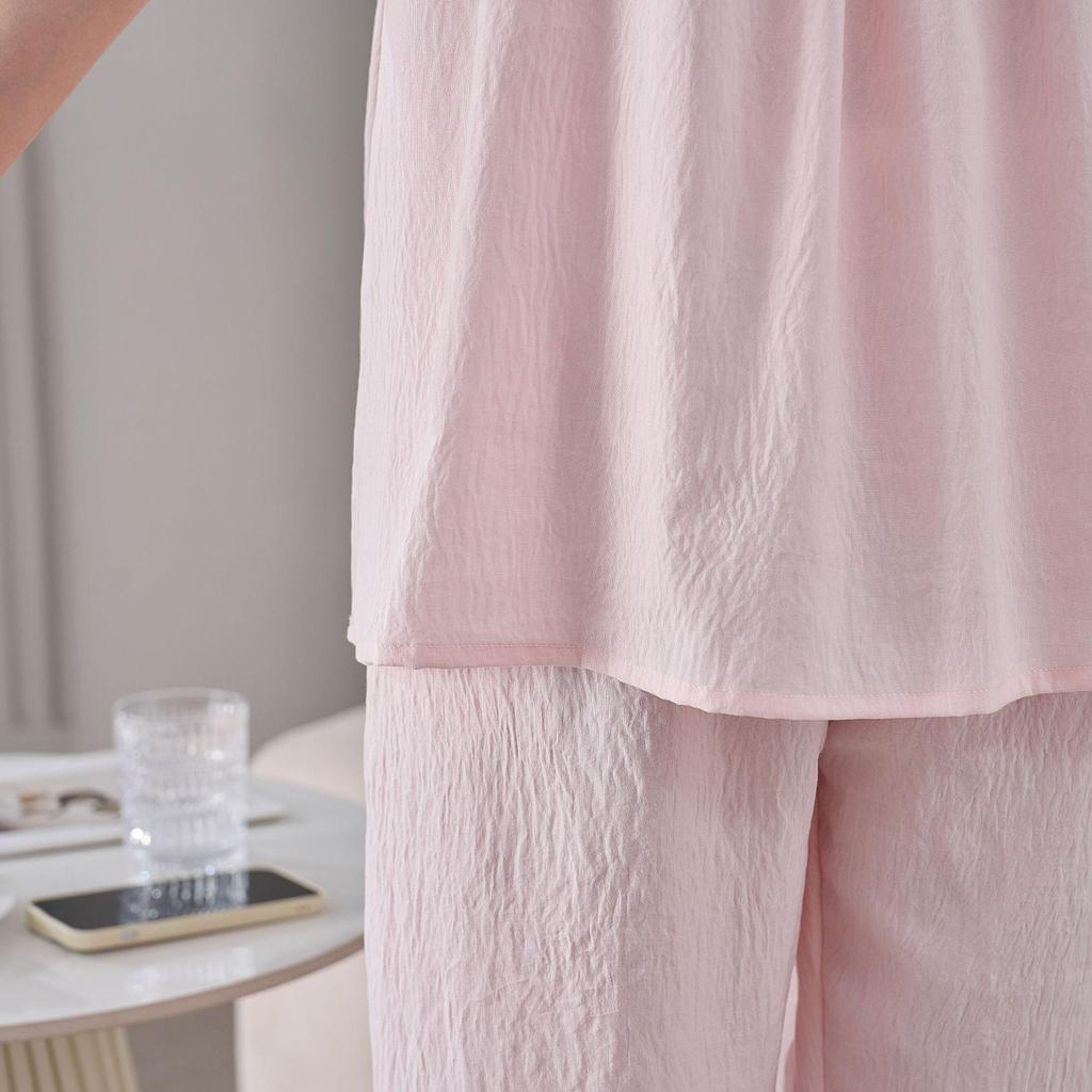 2026 Women's Summer Cloud Cotton Pajama Set: Lightweight Vest & Cropped Pants, Convertible to Relaxed Style