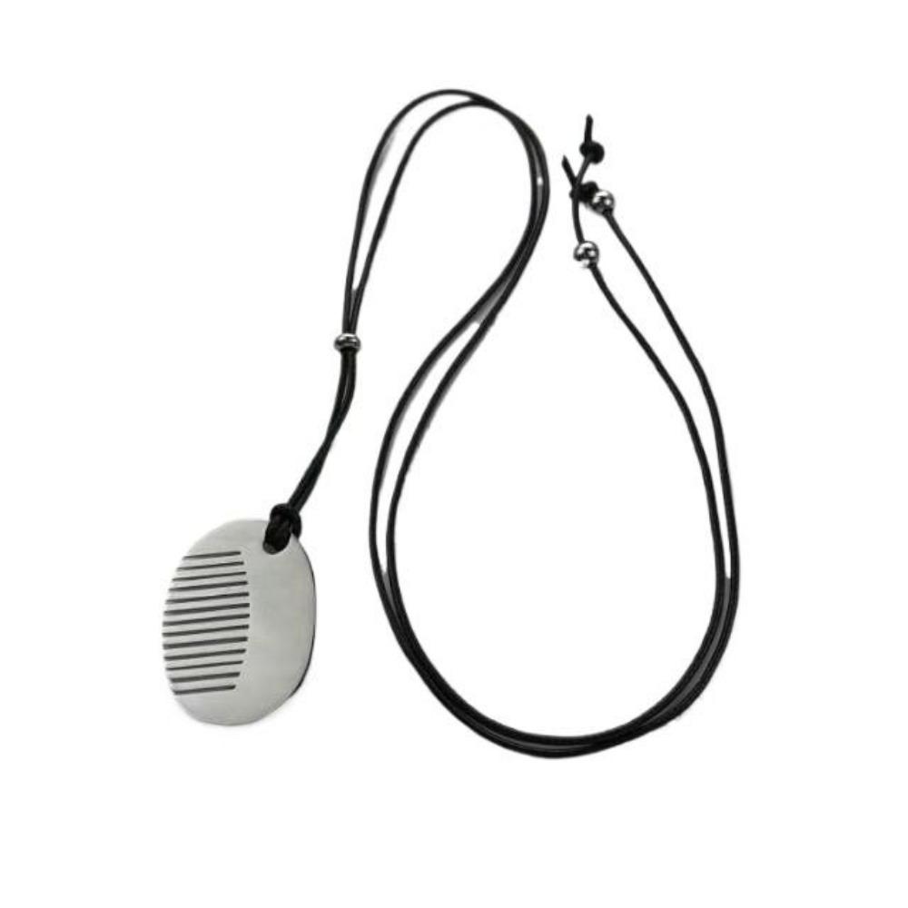 Simple Personality Silver Color Stainless Steel Comb Pendant Black Rope Necklace for Women Sweater Chain Jewelry Does Not Fade