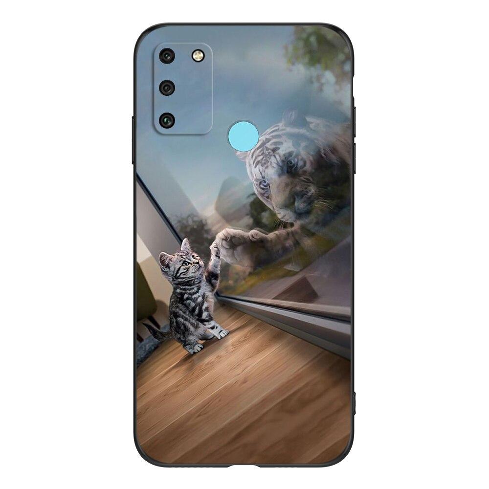 For HONOR 9A Case 6.3" Soft Silicon Phone Cover On Huawei Honor 9A 9 A MOA-LX9N Funda Black Tpu Case Lion Wolf Tiger Dragon
