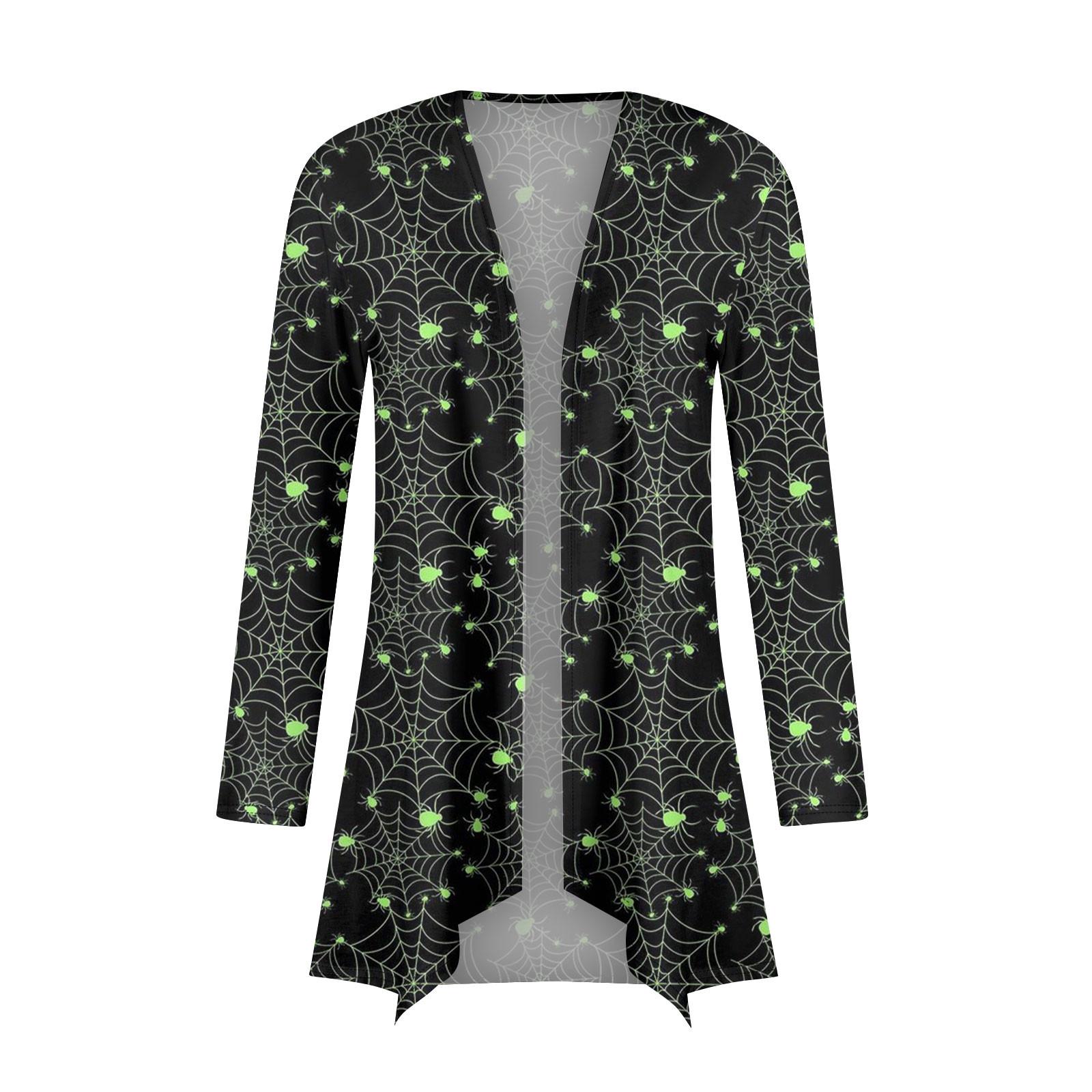 Женская модная повседневная куртка-кардиган средней длины с длинным рукавом и принтом — фото 4