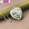 925 Sterling Silver 18 Inch Stereoscopic Heart AAA Zircon Pendant Necklace Jewelry