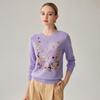Zhaojun Women's 100% Cashmere Embroidered Round Neck Knit Sweater