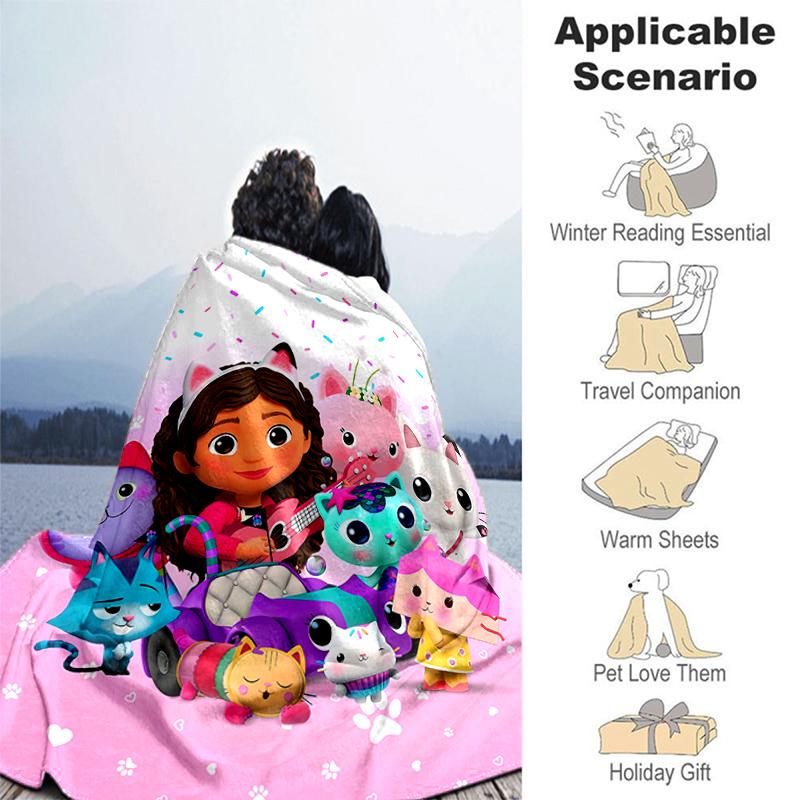 1pc Blanket Gabby's Dollhouse2 Print Design, Lightweight Blanket for Sofa, Bed- Soft &Warm, Gift for All Seasons like Christmas, Halloween