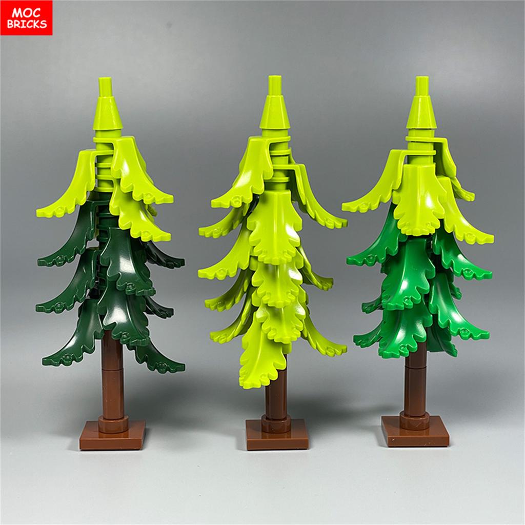 MOC Bricks Plant Winter Tree Model Forest Bush Pine Building Block City Street House Cottage Scene Decoration Kid Toy Gift