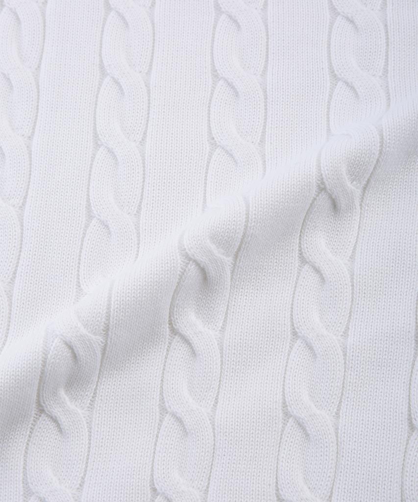 BROOKS BROTHERS Cotton Cable Crew Neck Sweater (White) (Bbwrmf7368Aes)