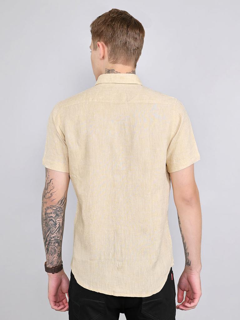 Monte Carlo Men Regular Fit Beige Shirt