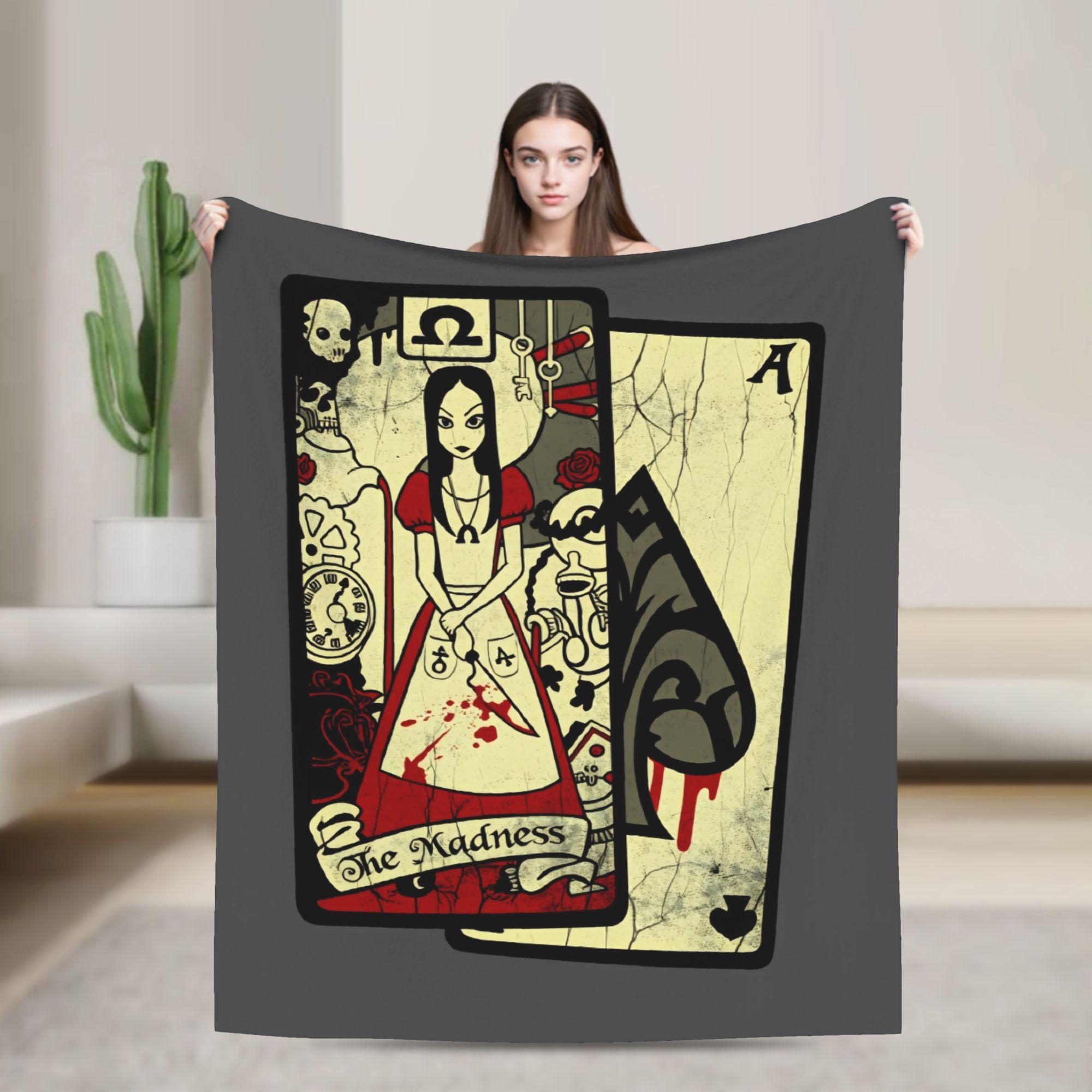 

Warm Soft Blanket Airplane Travel Dark Alice Madness Returns Game Bedding Throws Flannel Bedspread For Couch Chair Sofa Bed 100x150cm