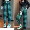 Summer Women's Harem Pants Plaid Print High-waisted Corset Casual Cropped Pants