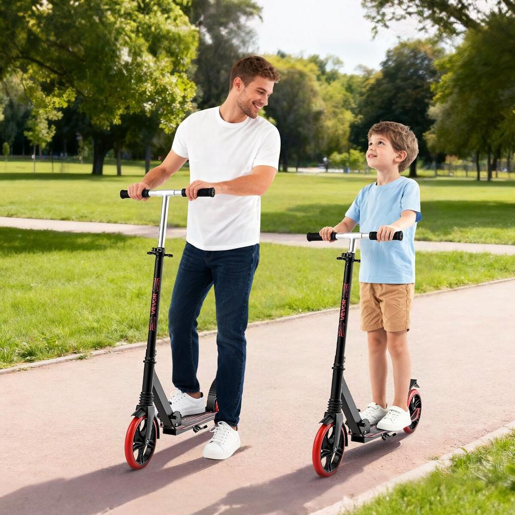 Kick Scooter for Kids Ages 8+, Teens & Adults, 2-Wheel Toddler Scooter with Adjustable Height Handlebar, Wide Anti-Slip Deck, Foldable Lightweight for