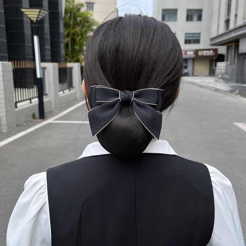 Head Flower Female Vocational Nurse Hairnet Bank Flight Attendant Special Disc Hair Net Pocket Bow Hairpin Tooling Headdress
