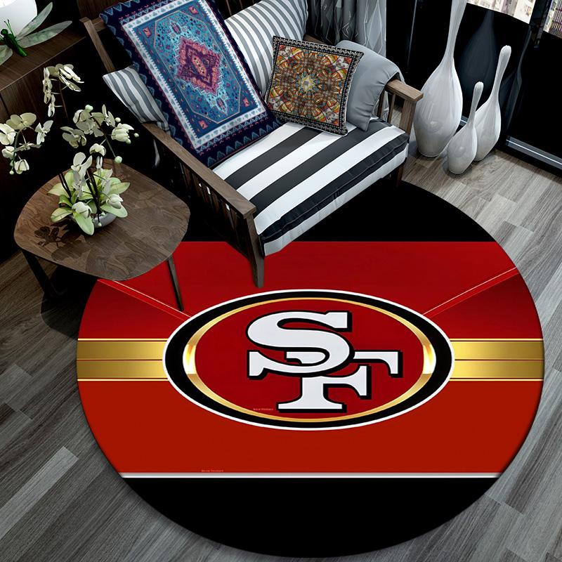 San Francisco 49ers 2. Runde Teppich, Teppich für Wohnzimmer Schlafzimmer Sofa Spielzimmer Dekor, Rutschfeste Bodenmatte
