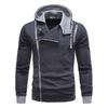 Autumn Zipper Asymmetric Top Men Polyester Long Sleeve Hooded Sweatshirt Plus Size