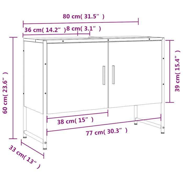 VidaXL Armoire Lavabo de Salle de Bain, Placard sous Vasque avec Porte, Meuble de Rangement, Organisateur de Toilette 842464
