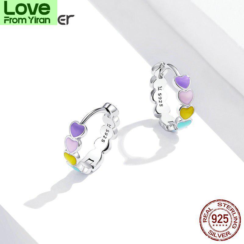 Rainbow Series Jewelry Set , Tone For Women Heart To Heart Finger Ring Earrings Fine Jewelry Giveaway GiftTrendy Rings