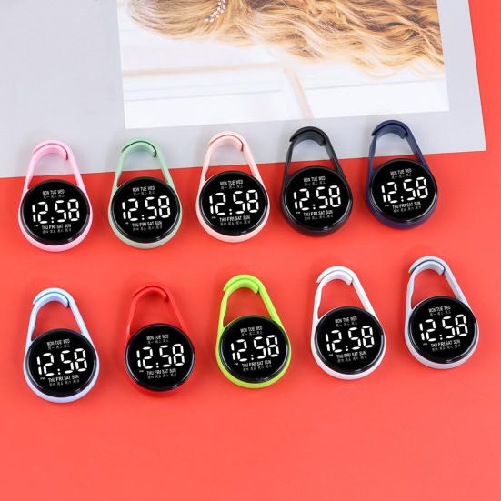 Examination Keychain Digital Watch Pocket LED Touch Watch Portable Clip-On Watch for Belt Backpack Students School Exams