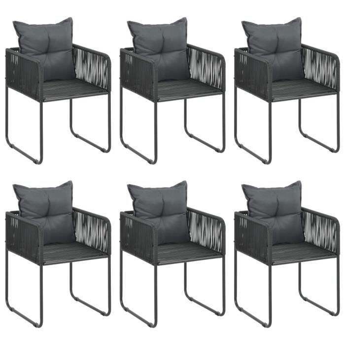 VidaXL Salon de jardin 7 pcs PVC Résine tressée Noir