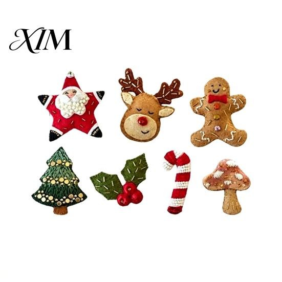 Embroidery Starter Set Christmas Felt Brooch Kit for Beginners, DIY Decorative Pins with Tools, Handmade Art Crafts Festive Clothing Accessories,