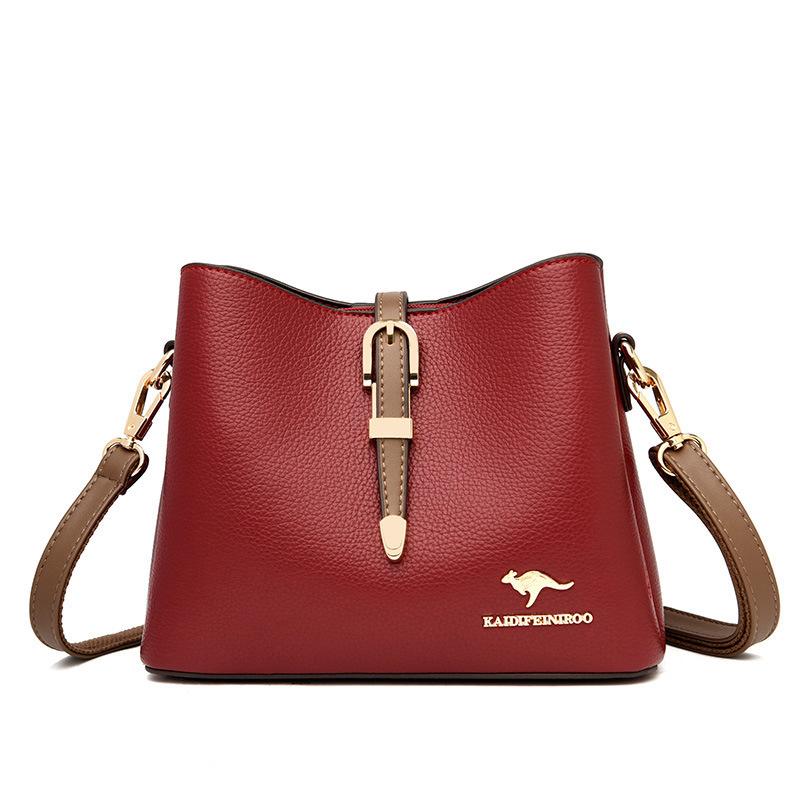 Borsa a Tracolla a Secchiello da Donna Multi-strato Elegante