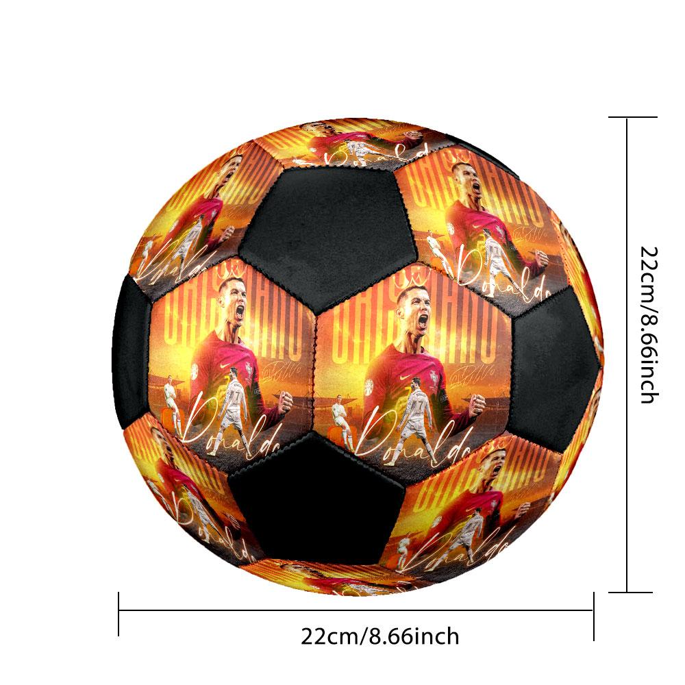 1 PZ Cristiano Ronaldo Dimensione del bordo 5 pallone da calcio PrahaPallone da calcio indoor Colorato Per tutte le età Cucito a macchina PVC Pronto per la competizione Resistente Alto rimbalzo