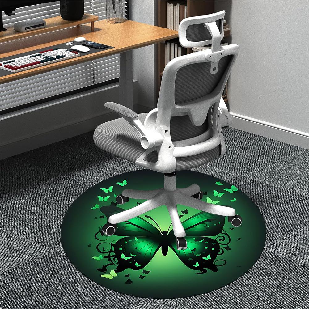

1pc Butterfly Green Chair Carpet for Office - Durable, Ideal for Chair Mats, Stylish & Functional Decorative Rug yy260130076 80cm by 80cm