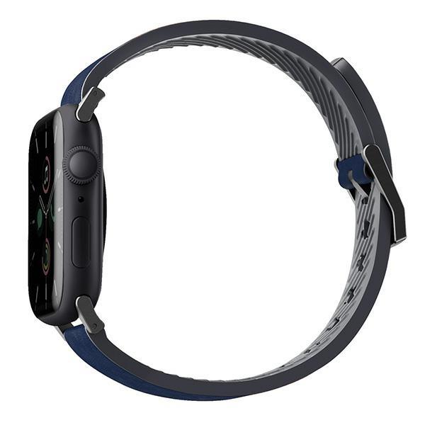 Uniq Pasek Straden Apple Watch Series    1/2/3/4/5/6/7/8/9/10/Se/Se2/Ultra/Ultra 2 42/44/45/49Mm. Leather Hybrid Strap Niebieski/Blue