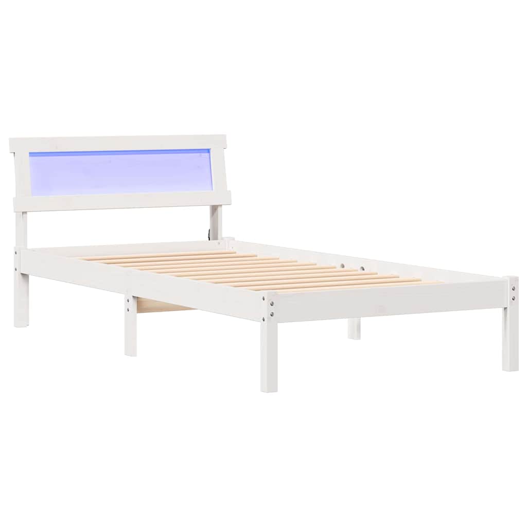 White Bed Frame with Headboard 80 x 200 cm Solid Pine Wood