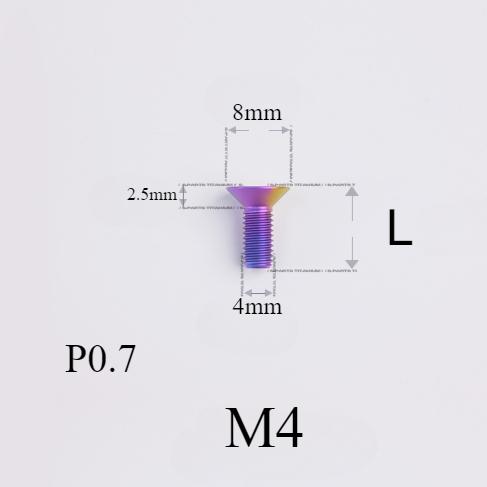 M4*8 10 12 14 16 18-50mm TC4 GR5 Titanium Alloy Torx Flat Countersunk Screw Bolt for Bike Bicycle Road Bike Multiple Colors