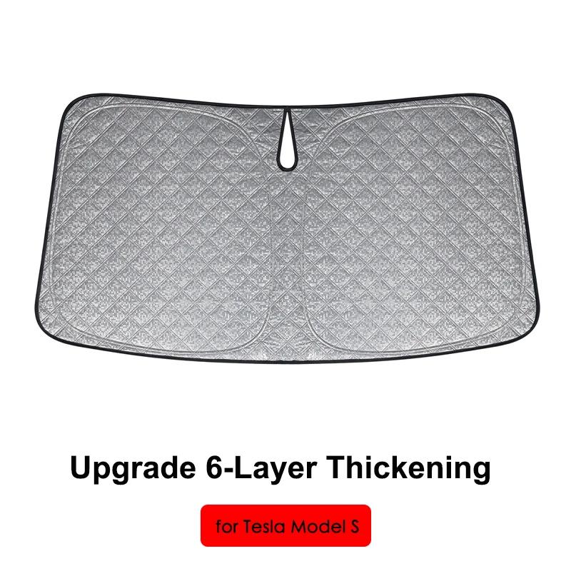 For Tesla Model 3 Front Windshield Sunshade 6-Layer Upgraded Y S X Sunshade Automatic Block Summer Sunscreen Heat Shield Cover