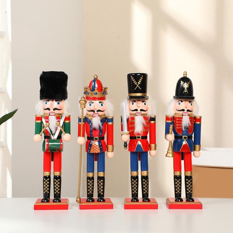Colorful Soldier Christmas Soldier Dolls Decorations Soldier Wood Soldier Christmas Walnut Soldier Winter Table Toppers