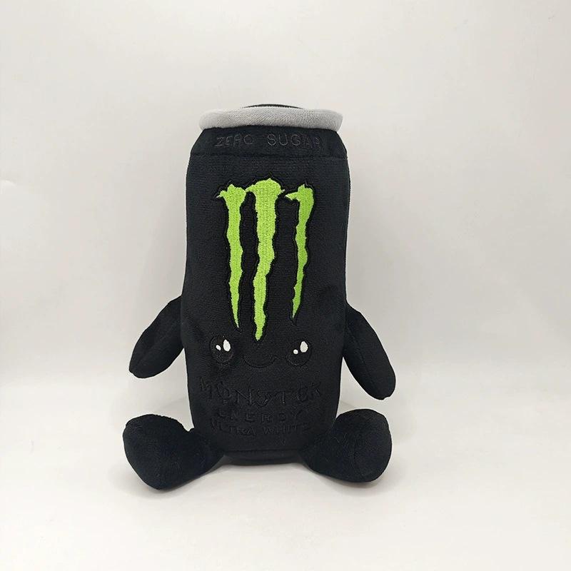 Nieuw Schattig Meerkleurig Monster Energy Drink Blikje Pluche Speelgoed Zacht Gevuld Cartoon Drankblikje Pop Schattige Woondecoratie Cadeau voor Kinderen en Pluche Verzamelaars 22CM zwart