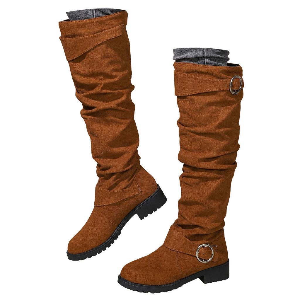 Women's Boots With Over The Knee Slouch Boots Chunky Heel Fashion Mid Calf Boots Boots Women Size 8 Mid