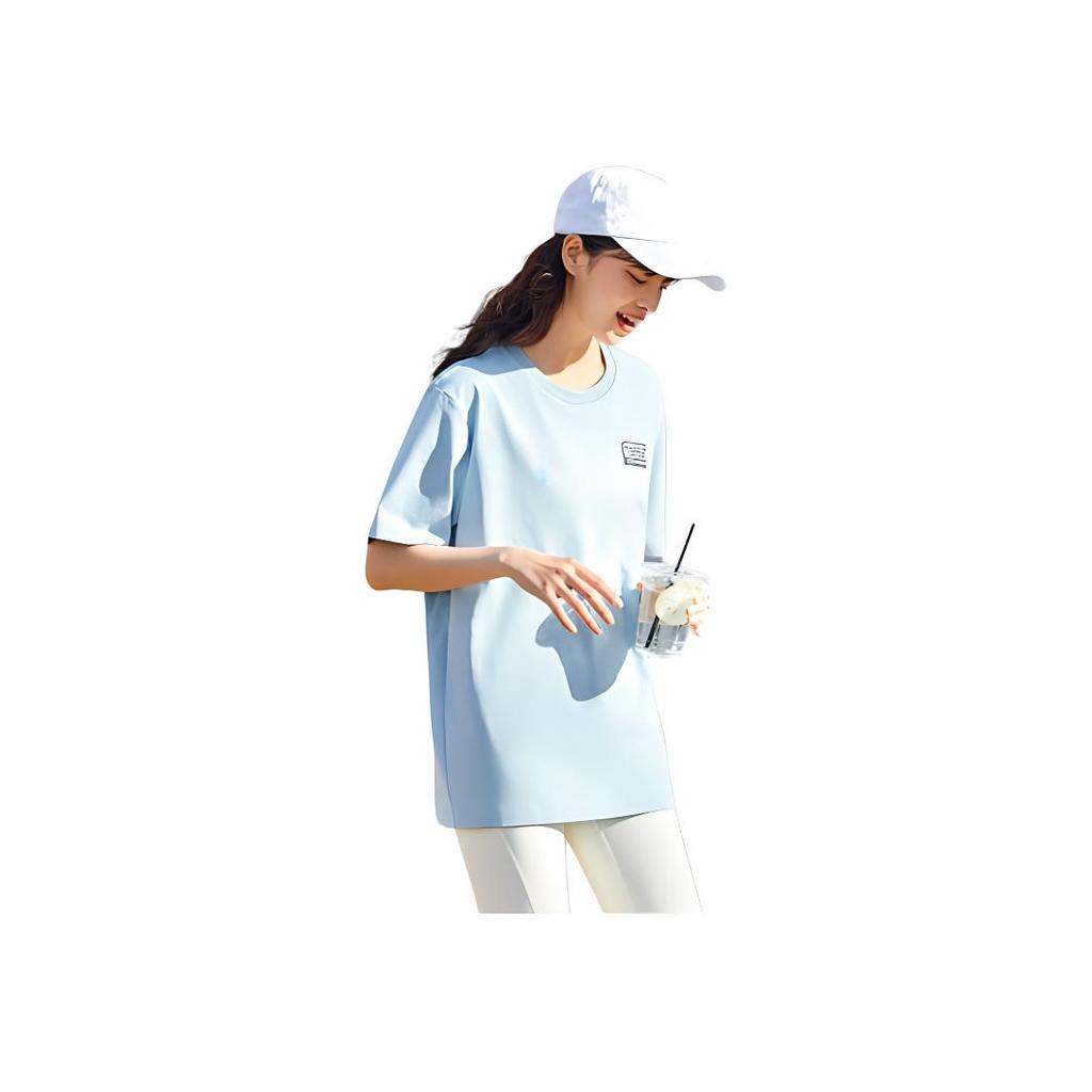 Anta Lifestyle Series Letter Round Neck Loose Short Sleeve T-Shirt Men Tops Light-Blue 152428104-3