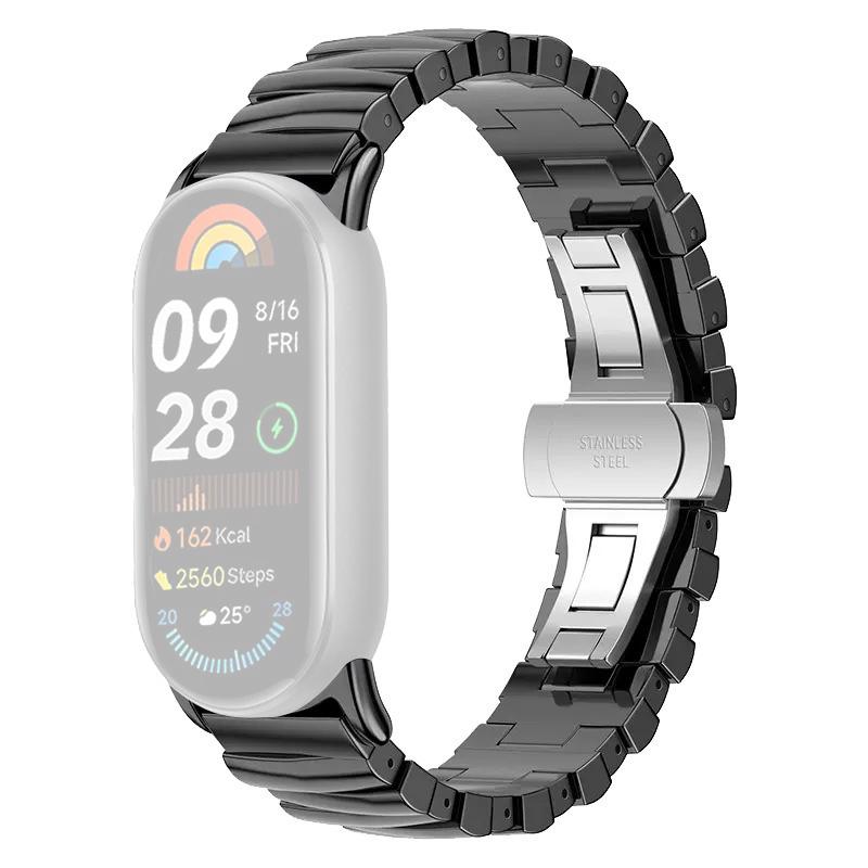 

Для Xiaomi Smart Band 9/8 Ремешок для часов Необычный ремешок из нержавеющей стали Black