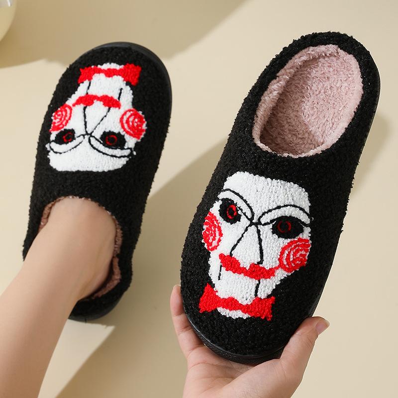 Slippers cotton slippers women winter christmas halloween cotton mop indoor home plush warm cotton slippers