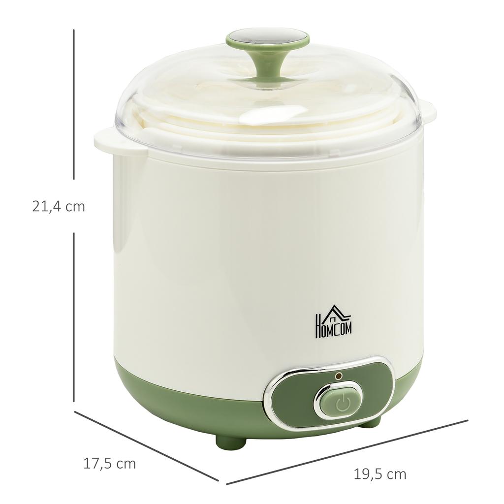 Yogurt Maker, 1.5 L Yogurt Machine with Strainer, Lid, 20 W Yogurt Maker for Greek Yogurt, for 3–5 People, 19.5x17.5x21.4 Cm, White