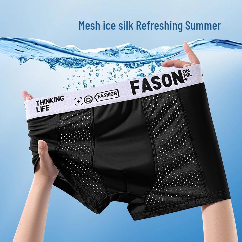 Men's Plus Size Ice Silk Breathable Summer Boxer Briefs