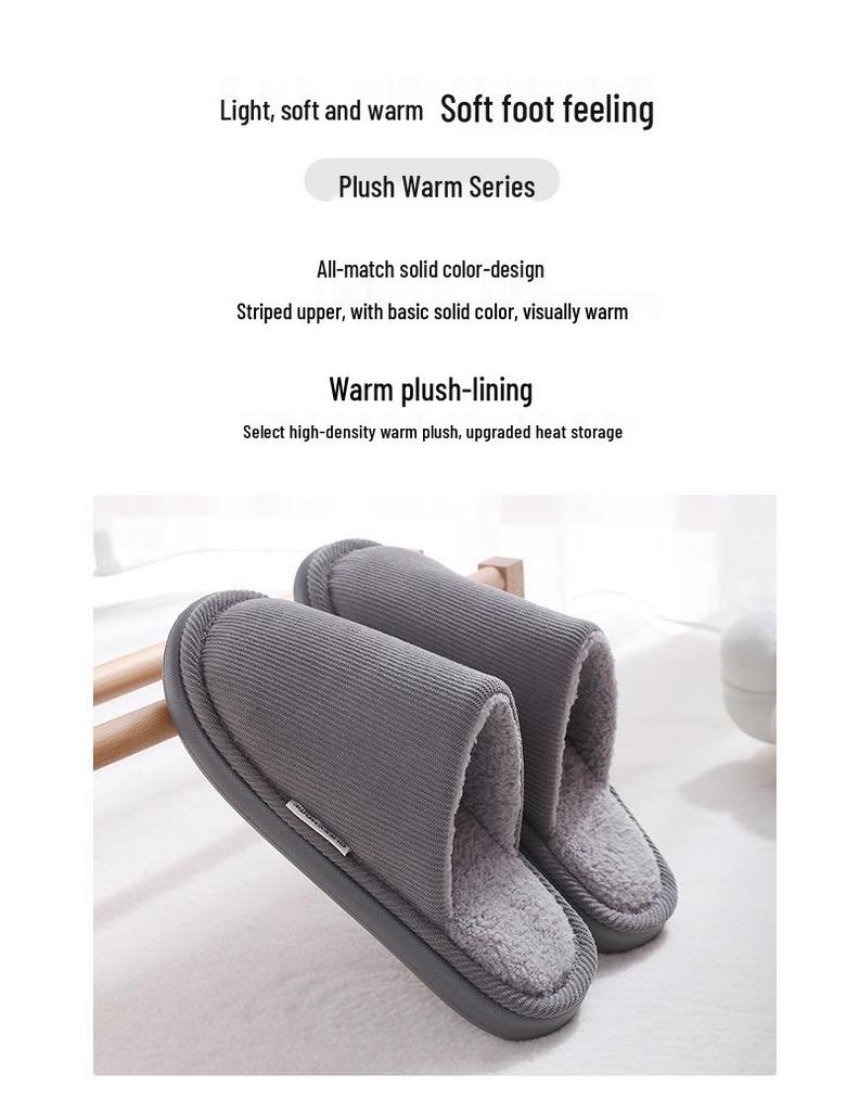 2025 New Women's Plush Cotton Slippers: Thick-Soled, Warm, Autumn/Winter Indoor Shoes