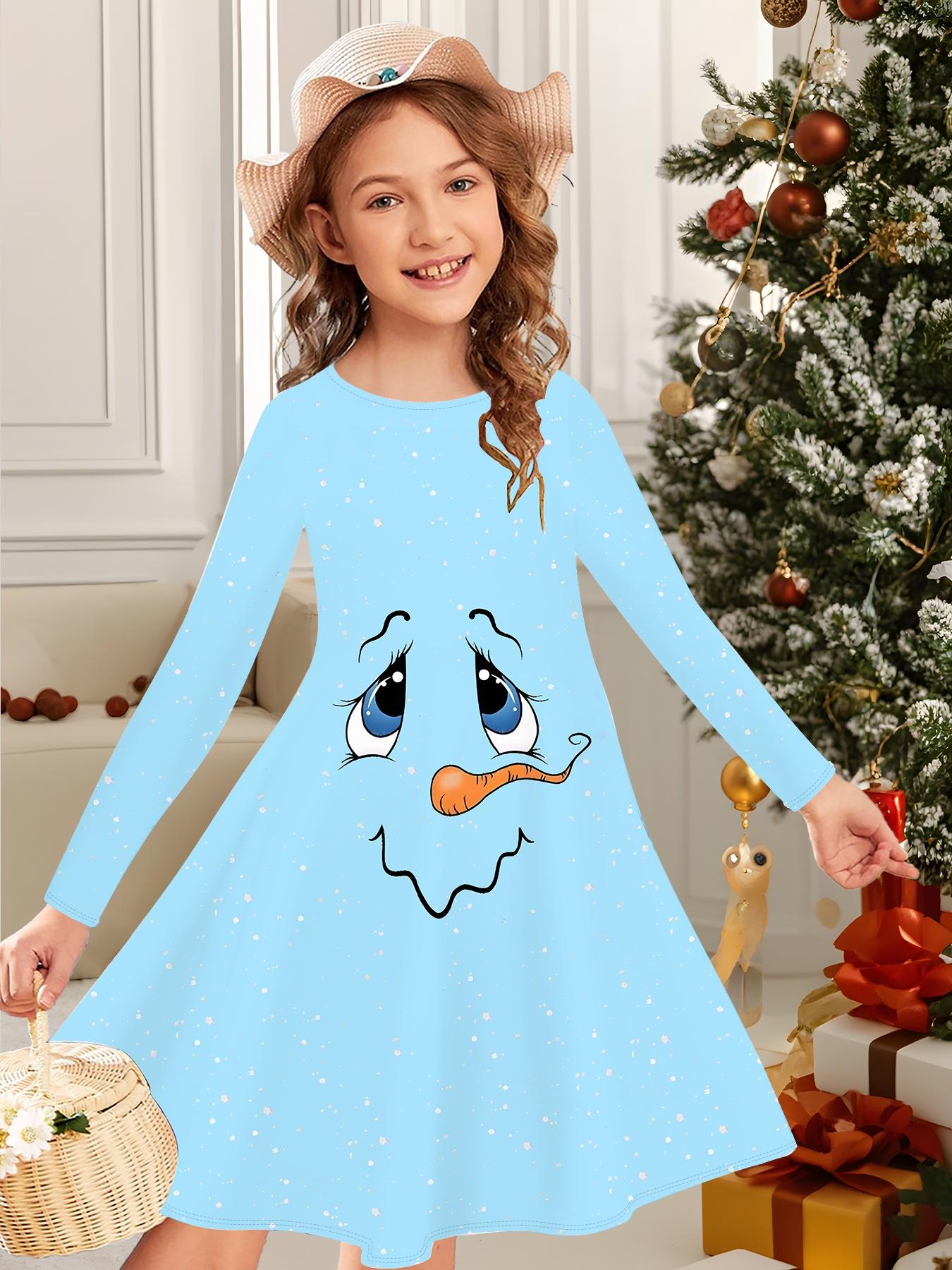 

Модное осенне-зимнее платье для девочек, 3D Рождественский принт, Круглый вырез, Длинное детское платье-футболка, Повседневное универсальное, Рождественская одежда 170 синий