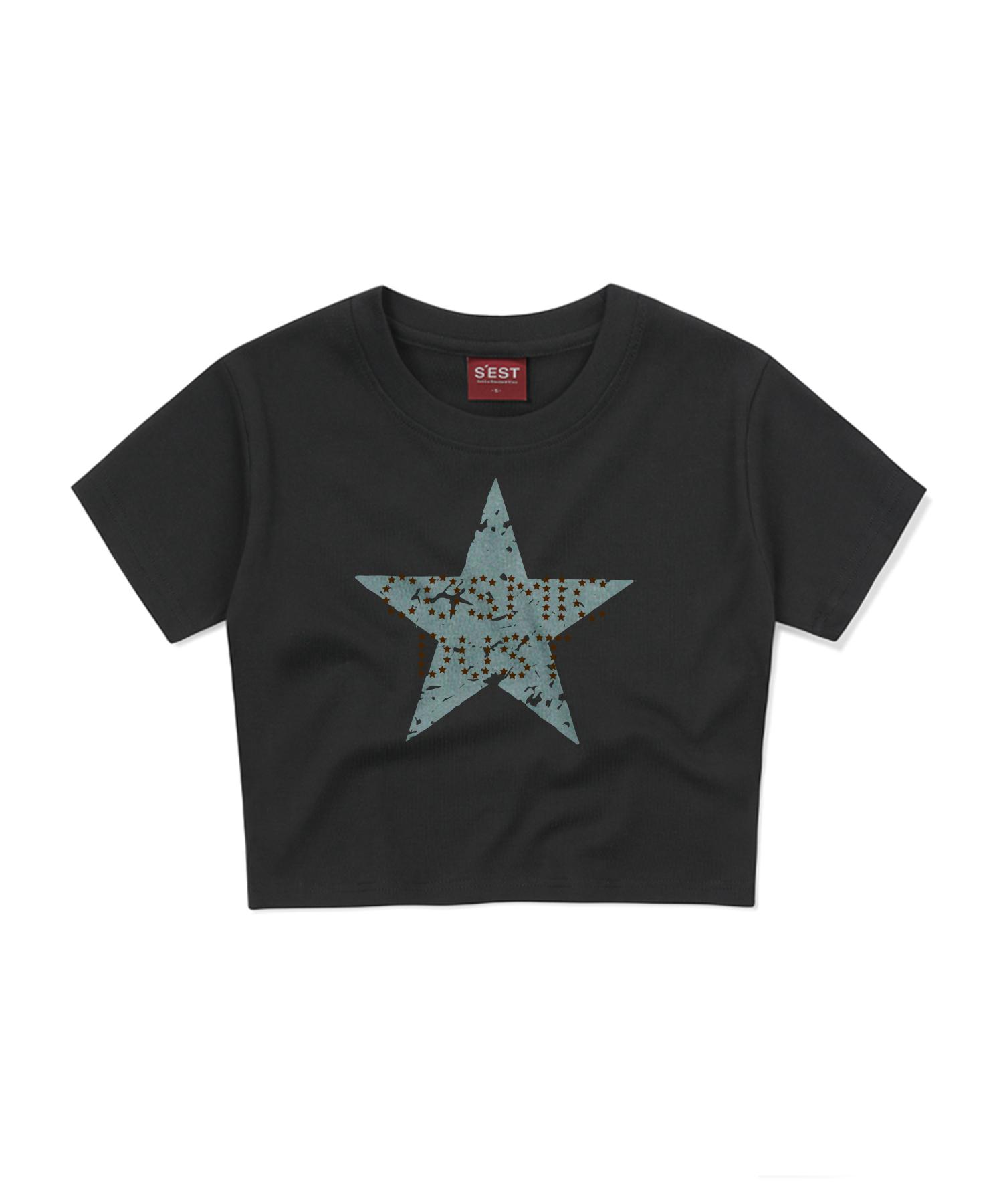 Siest Shining Dust Crop T-Shirts Black Free