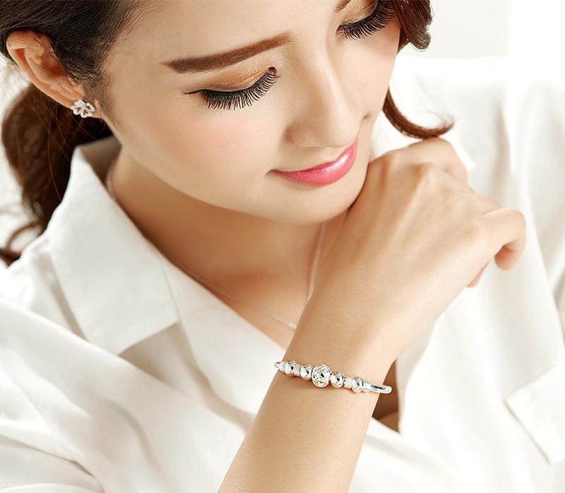 Style New 925 Sterling Silver Lucky Charm Bracelet Cuff Bracelets for Women Bangles Fashion Jewelry Pulseira