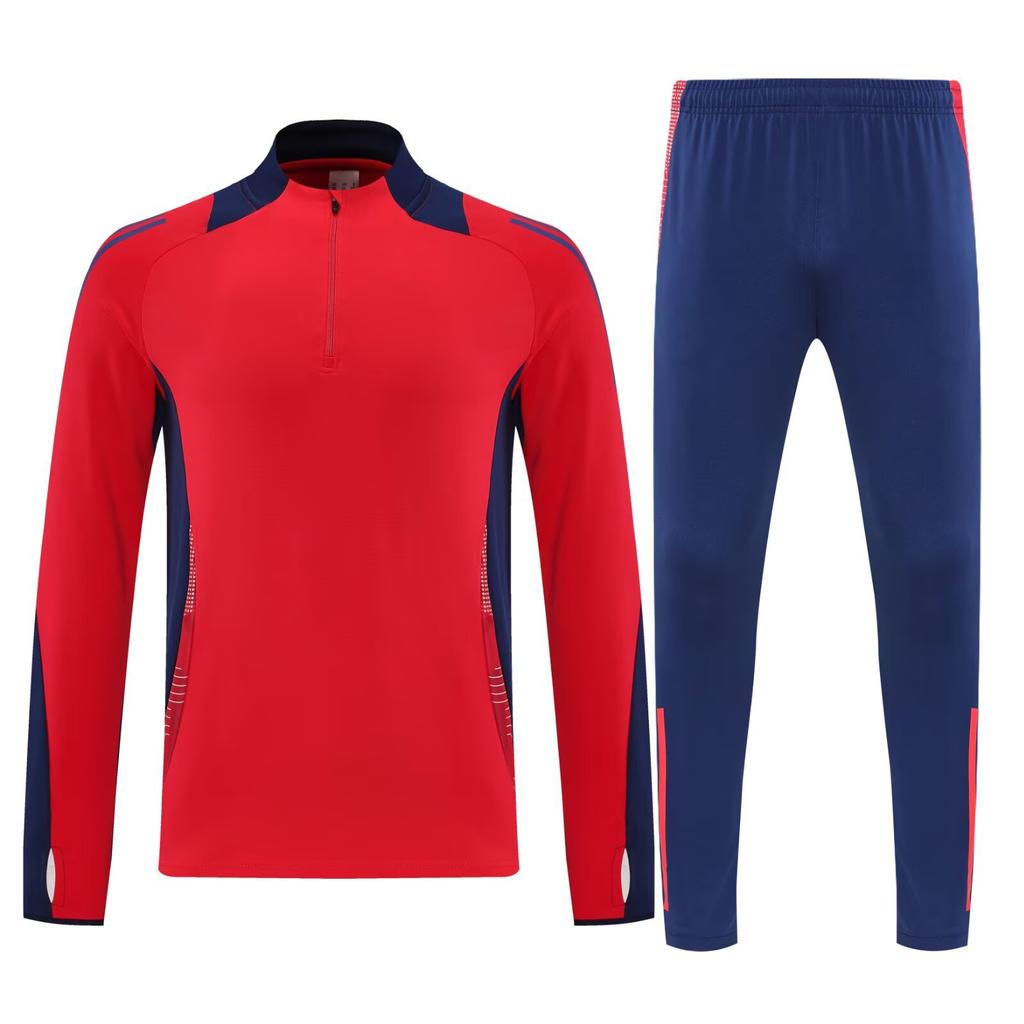 Light Plate Half Zipper Casual Sportswear Basic Trousers Football Training Suit Set
