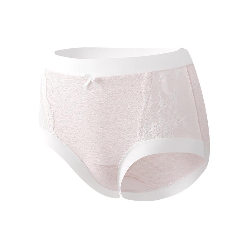 Plus Size Women's Colored Cotton High Waist 7A Cotton Anti Bacterial Lace Traceless Extended Crotch Panties