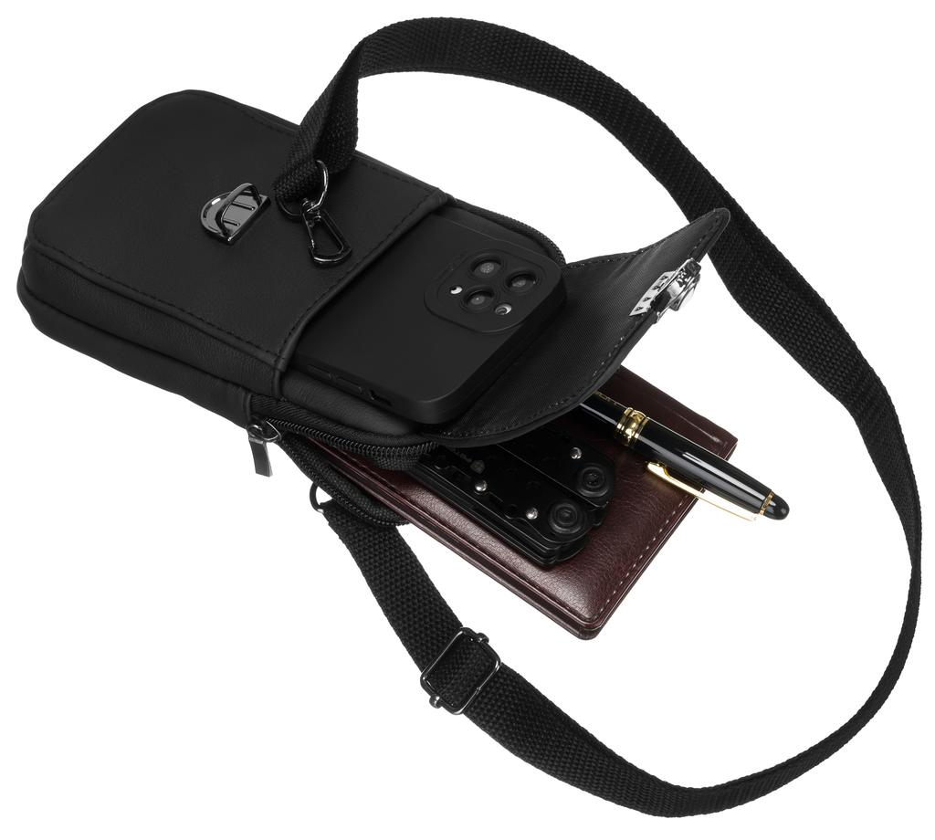 Leder Handtasche Geldbörse DHN-201-CLB-6472 Schwarz