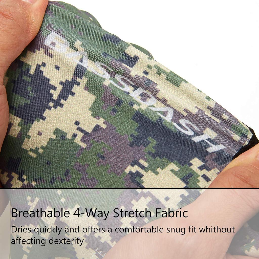 Bassdash Fishing UV Sun Quick Finger Gloves, Protection, Protection, Drying, UPF50+, 3/4