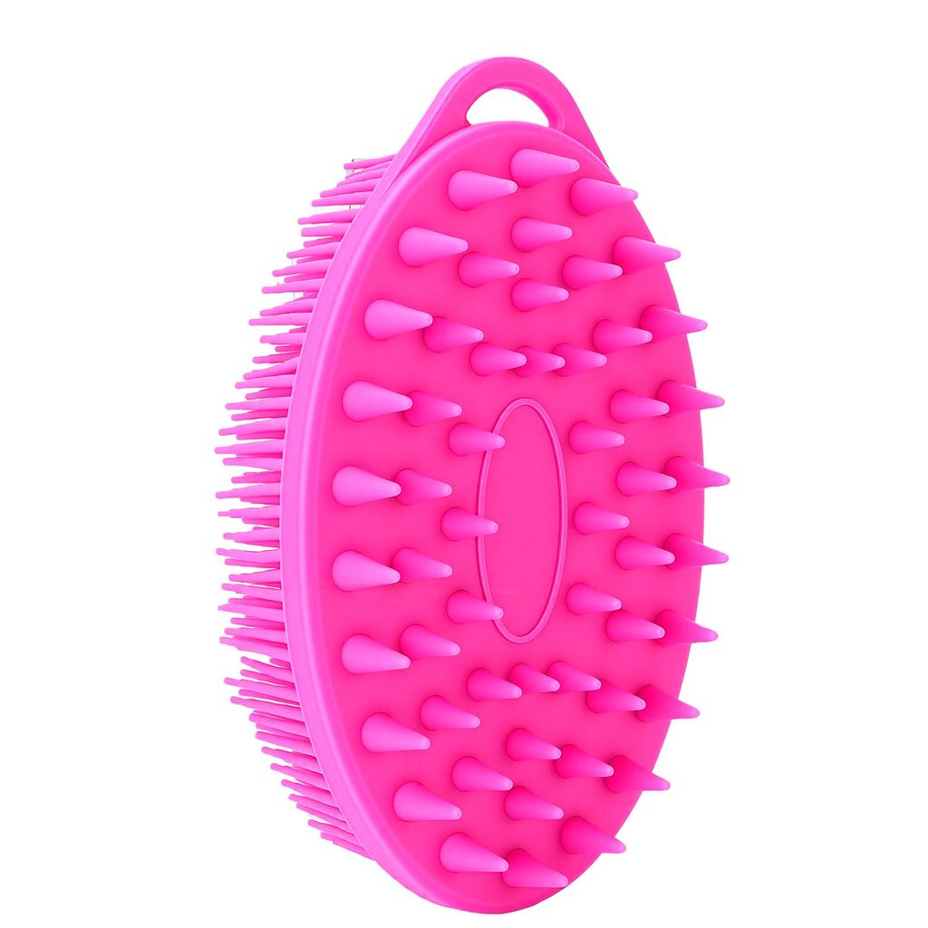 Double Sided Shampoo Brush Exfoliating Massage Silicone Hair Wash Brush with Hanging Hole