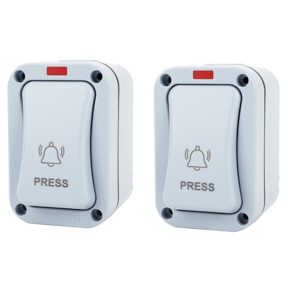 2PCS Outdoor Doorbell Control Switch IP66 Rated 20A 250V AC Self-Resetting Push Button for Patio and Exterior Use